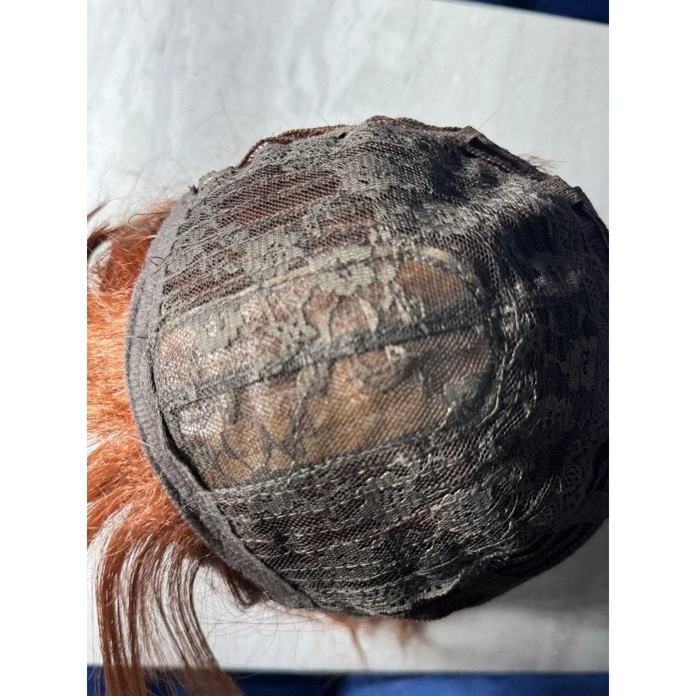 Duduwig Store Orange Short Curly Wig with Bangs Women Synthetic